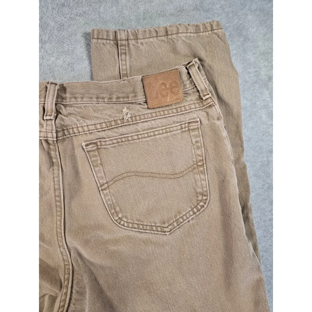 Vintage Lee Mens Tan Brown‎ Denim Jeans 40x32 Straight Leg 100% Cotton